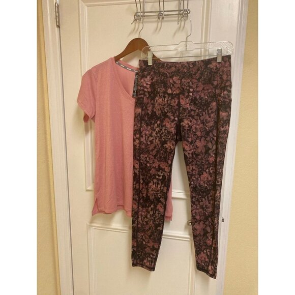 RBX Athletic Floral Print Pants & RBX V-Neck Athletic Shirt Size Large - Picture 2 of 9